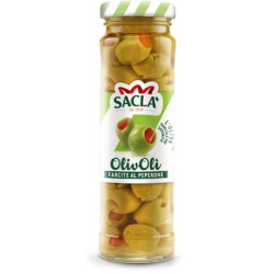 ЗЕЛЕНИ МАСЛИНИ С ЧУШКА SACLA OLIVOLI, СТЪКЛО 140 Г
