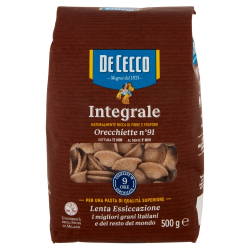 ПЪЛНОЗЪРНЕСТА ПАСТА DE CECCO, ORECCHIETTE №091, 500 Г