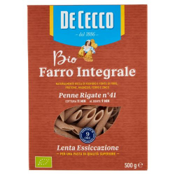 БИО ПЪЛНОЗЪРНЕСТА ПАСТА DE CECCO PENNE RIGATE №41, 500 Г