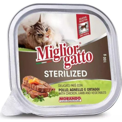 ХРАНА ЗА КОТКИ С ПИЛЕ И АГНЕШКО MIGLIOR GATTO 100 Г