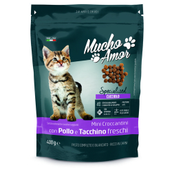 ХРАНА ЗА КОТКИ MUCHO AMOR MINI CROCCANTINI /С ПИЛЕ И ПУЕШКО / 400 Г