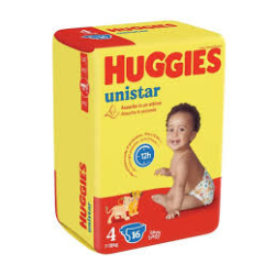 БЕБЕШКИ ПЕЛЕНИ HUGGIES UNISTAR № 4 7-18 КГ, 16 БР
