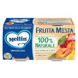 ПЛОДОВО ПЮРЕ MELLIN FRUTTA MISTA /МИКС ПЛОДОВЕ/100% NATURALE 2Х100Г, СТЪКЛО