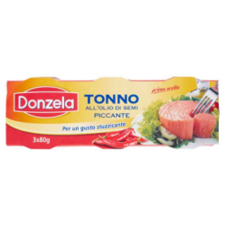 РИБА ТОН DONZELA В ПИКАНТНО ОЛИО, КОНСЕРВА 3х80 Г