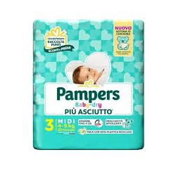 БЕБЕШКИ ПЕЛЕНИ PAMPERS BABY DRY MIDI 4-9 КГ, 20 БР