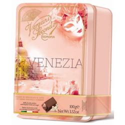 ШОКОЛАДОВИ БОНБОНИ VERGANI VENEZIA С ЛЕШНИКОВ КРЕМ 100 Г, В МЕТАЛНА КУТИЯ
