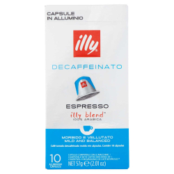 КАФЕ КАПСУЛИ ILLY DECAFFEINATO 10 БР, БЕЗ КОФЕИН