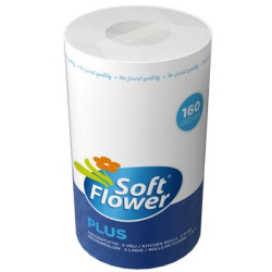 КУХНЕНСКА ХАРТИЯ SOFT FLOWER PLUS 2-ПЛ, 160 КЪСА-30 МЕТРА