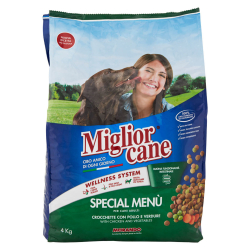 СУХА ХРАНА ЗА КУЧЕТА MIGLIOR CANE SPECIAL MENU, ПИЛЕ И ЗЕЛЕНЧУЦИ 4 КГ
