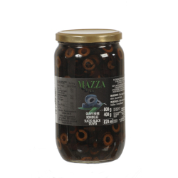 ЧЕРНИ МАСЛИНИ MAZZA НА КРЪГЧЕТА, СТЪКЛО 800 Г