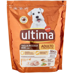 СУХА ХРАНА ЗА МАЛКИ ПОРОДИ КУЧЕТА ULTIMA MINI ADULT С ПИЛЕ 800 Г