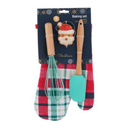 КОЛЕДЕН К-КТ ЗА ПЕЧЕНЕ,  С РЪКАВИЦА,  4 ЧАСТИ