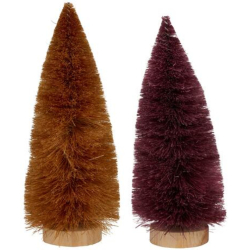 ДЕКОРАТИВНА КОЛЕДНА ЕЛХИЧКА 17СМ - РОЗОВА/КАФЯВА