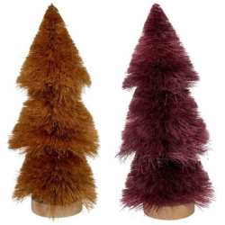 ДЕКОРАТИВНА КОЛЕДНА ЕЛХИЧКА 29СМ -РОЗОВА/КАФЯВА