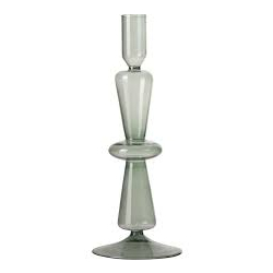 СТЪКЛЕН СВЕЩНИК GUSTA 25 СМ, ЗЕЛЕН