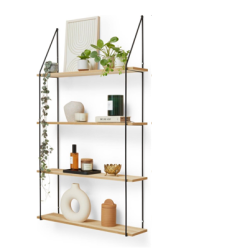 МЕТАЛНА ЕТАЖЕРКА ЗА СТЕНА С 4 РАФТА LIFA LIVING, 116х65х17 СМ