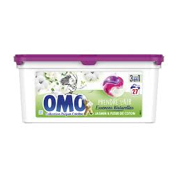 КАПСУЛИ ЗА ПРАНЕ OMO 3 В 1 JASMIN & FLOWER DE COTTON, КУТИЯ 27 БР