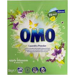 ПРАХ ЗА ПРАНЕ OMO APPLE BLOSSOM /ЗЕЛЕНА ЯБЪЛКА/ 100 ПРАНЕТА , 5 КГ
