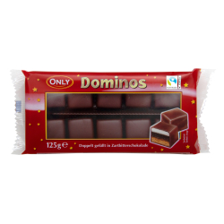 БОНБОНИ ДОМИНО ONLY С БИСКВИТКА И ЧЕРЕН ШОКОЛАД, 125 Г