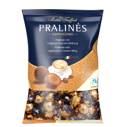 БОНБОНИ PRALINES С МЛЕЧЕН ШОКОЛАД И КАПУЧИНО, ПЛИК 125 Г