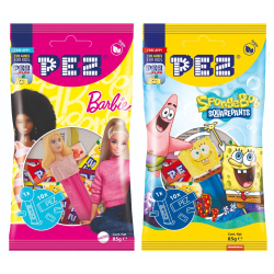 БОНБОНИ PEZ HELLO KITTY и BARBIE, МИКС ДИСПЛЕЙ, 85 Г