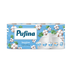ТОАЛЕТНА ХАРТИЯ PUFINA SENSITIVE 8 БР, 3-ПЛ